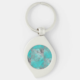 Aqua Turquoise Blauw en Grijs Steen Sleutelhanger