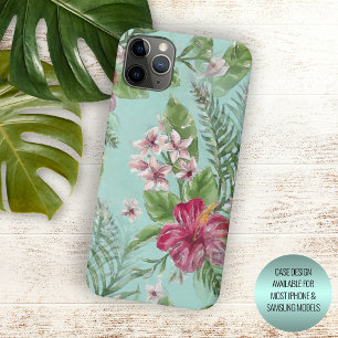 Aqua Turquoise Blauw Groen Roze Bloem Kunst Patroo iPhone 16 Pro Max Hoesje