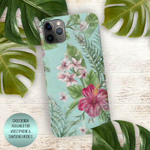 Aqua Turquoise Blauw Groen Roze Bloemenkunst Patro iPhone 15 Pro Max Case
