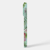 Aqua Turquoise Blauw Groen Roze Bloemenkunst Patro iPhone Hoesje (Linkerkant)