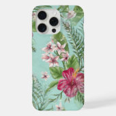 Aqua Turquoise Blauw Groen Roze Bloemenkunst Patro iPhone Hoesje (Achterkant)