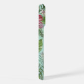 Aqua Turquoise Blauw Groen Roze Bloemenkunst Patro iPhone Hoesje (Rechterkant)