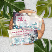 Aqua Turquoise Blauw Heet Roze Glitter Nagellak Visitekaartje