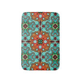 Aqua Turquoise Blauw Sinaasappel Rood Bruin Tribe  Badmat (Voorkant Verticaal)