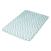 Aqua Turquoise Blauw Wit Dun Chevron Stripes Badmat (Gekanteld)