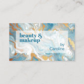 Aqua Turquoise Blauw Wit Goud Marmer Art Patroon Visitekaartje (Voorkant)