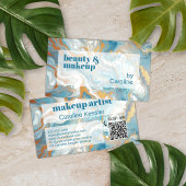 Aqua Turquoise Blauw Wit Goud Marmer Art Patroon Visitekaartje