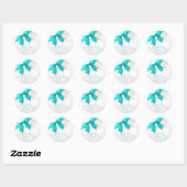 Aqua Turquoise Blauwe Boog & Sparkles Chique Party Ronde Sticker (Vel)