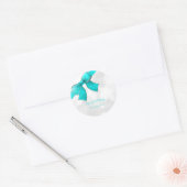 Aqua Turquoise Blauwe Boog & Sparkles Chique Party Ronde Sticker (Envelop)
