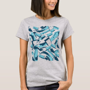 Aqua turquoise blauwe diagonale verstrooide stukke t-shirt