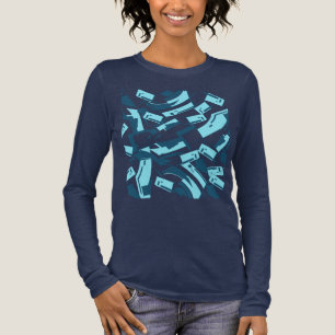 Aqua turquoise blauwe diagonale verstrooide stukke Tri-Blend shirt