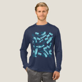 Aqua turquoise blauwe diagonale verstrooide stukke Tri-Blend shirt (Voorkant)