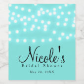 Aqua Turquoise Blauwe Strijklichten Elegante Wijn Wijn Etiket (Enkel label)