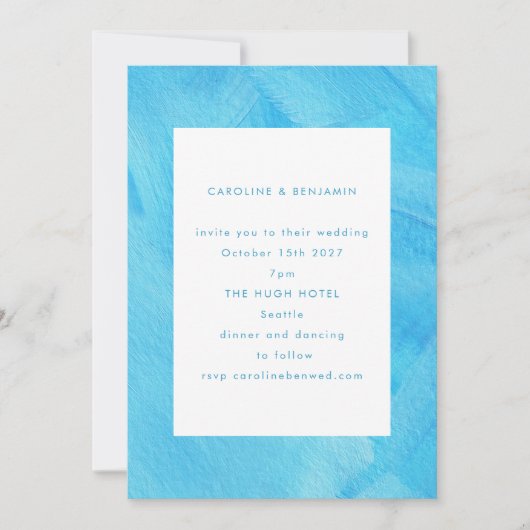 Aqua Turquoise Blauwe Waterverf Minimalistische Br Kaart (Voorkant)