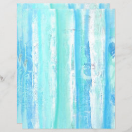 Aqua Turquoise Blauwe Witte Bomen Scrapbook Papier