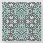 Aqua Turquoise Blauwgroen Blauw Groen Bohemian Tri Stenen Onderzetter (Voorkant)
