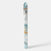 Aqua Turquoise Blauwgroen Blauw Wit Goud Marmeren iPhone Hoesje (Linkerkant)