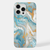 Aqua Turquoise Blauwgroen Blauw Wit Goud Marmeren iPhone Hoesje (Achterkant)