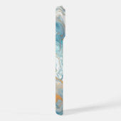 Aqua Turquoise Blauwgroen Blauw Wit Goud Marmeren iPhone Hoesje (Rechterkant)