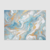 Aqua Turquoise Blauwgroen Blauw Wit Goud Marmeren Tissuepapier (Voorkant)