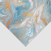 Aqua Turquoise Blauwgroen Blauw Wit Goud Marmeren Tissuepapier (Detail)