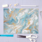Aqua Turquoise Blauwgroen Blauw Wit Goud Marmeren Tissuepapier (Craft)