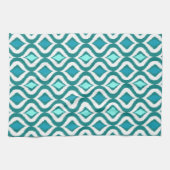 Aqua Turquoise Blauwgroen Blue Green Ikat Art Patt Theedoek (Horizontaal)
