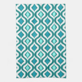 Aqua Turquoise Blauwgroen Blue Green Ikat Art Patt Theedoek (Verticaal)