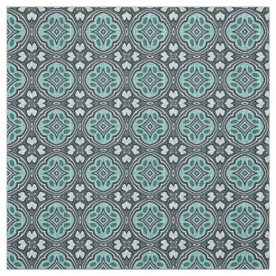 Aqua Turquoise Blauwgroen Blue Moroccan Mosaic Pat Stof