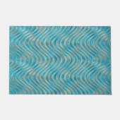 Aqua Turquoise Blauwgroen Blue Taupe Curved Lines  Deurmat (Voorkant)