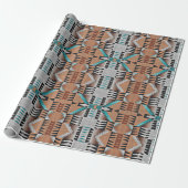 Aqua Turquoise Blauwgroen Taupe Black Gray Mosaic  Cadeaupapier (Uitgerold)