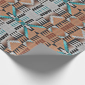 Aqua Turquoise Blauwgroen Taupe Black Gray Mosaic  Cadeaupapier (Hoek)