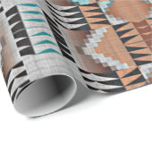 Aqua Turquoise Blauwgroen Taupe Black Gray Mosaic  Cadeaupapier (Rol Hoek)