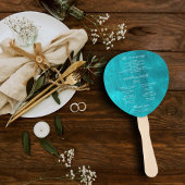 Aqua Turquoise & Blauwgroen Waterverf Trouwprogram Handwaaier