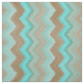 Aqua Turquoise Blue Brown Ikat Zigzag Pattern Stof (Swatch)