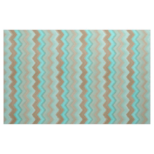 Aqua Turquoise Blue Brown Ikat Zigzag Pattern Stof (Fat Quarter)