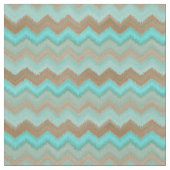 Aqua Turquoise Blue Brown Ikat Zigzag Pattern Stof (Close Up)