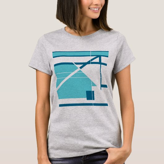 Aqua Turquoise Blue Geometrische Abstracte MCM Loo T-shirt (Voorkant)