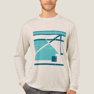 Aqua Turquoise Blue Geometrische Abstracte MCM Loo Tri-Blend Shirt