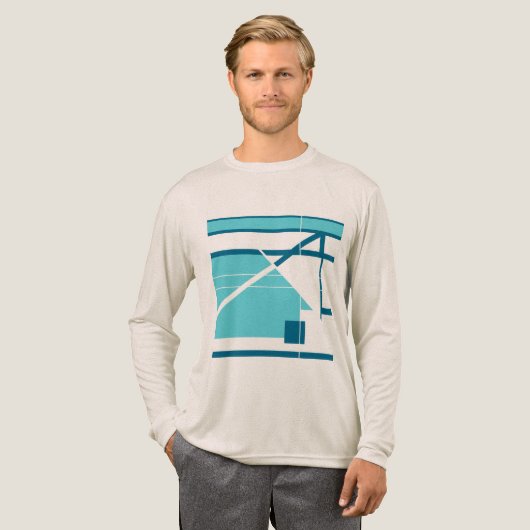 Aqua Turquoise Blue Geometrische Abstracte MCM Loo Tri-Blend Shirt (Voorkant)