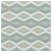 Aqua Turquoise Blue Green Brown Tribal Squares Stof (Close Up)