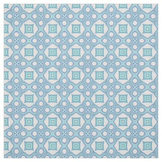Aqua Turquoise Blue Green Ethnic Mosaic Pattern Stof (Swatch)