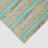 Aqua Turquoise Blue Green Faux Glitter Stripe Art Tissuepapier (Detail)
