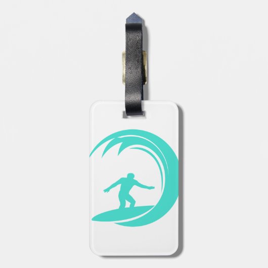 Aqua Turquoise; Blue Green Surfing Bagagelabel (Achterkant verticaal)