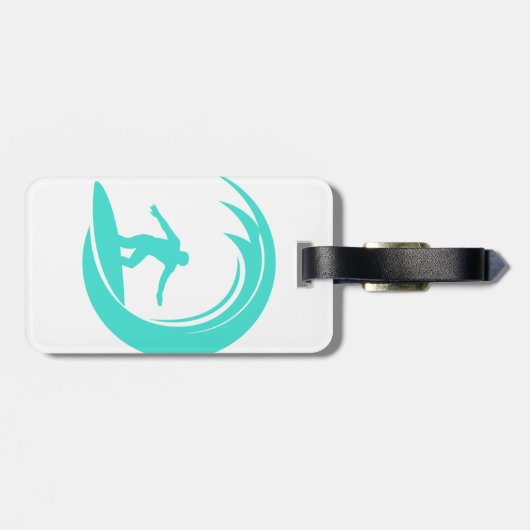 Aqua Turquoise; Blue Green Surfing Bagagelabel (Achterkant horizontaal)