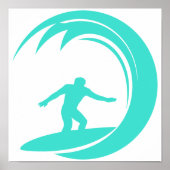 Aqua Turquoise; Blue Green Surfing Poster (Voorkant)
