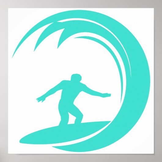 Aqua Turquoise; Blue Green Surfing Poster (Voorkant)