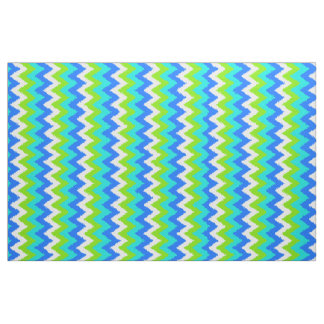 Aqua Turquoise Blue Lime Green Ikat Zigzag Art Stof