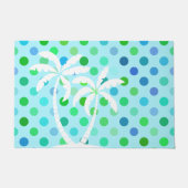 Aqua Turquoise Blue Lime Green Polkadots Pattern Deurmat (Voorkant)