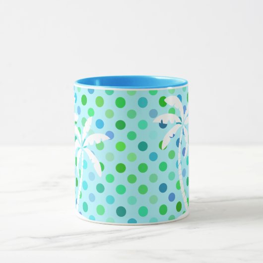 Aqua Turquoise Blue Lime Green Polkadots Pattern Mok (Midden)